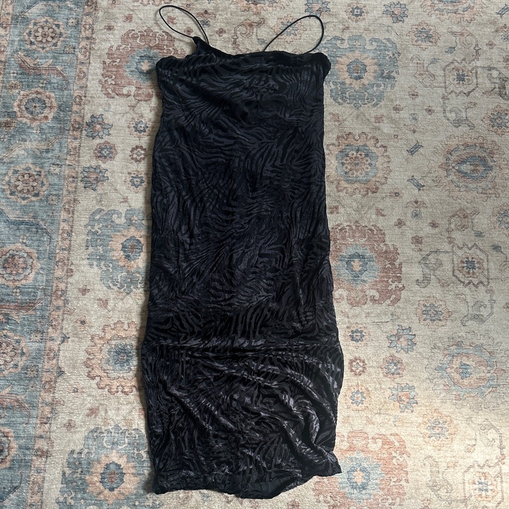 wild fable Black Textured Maxi Slip Dress